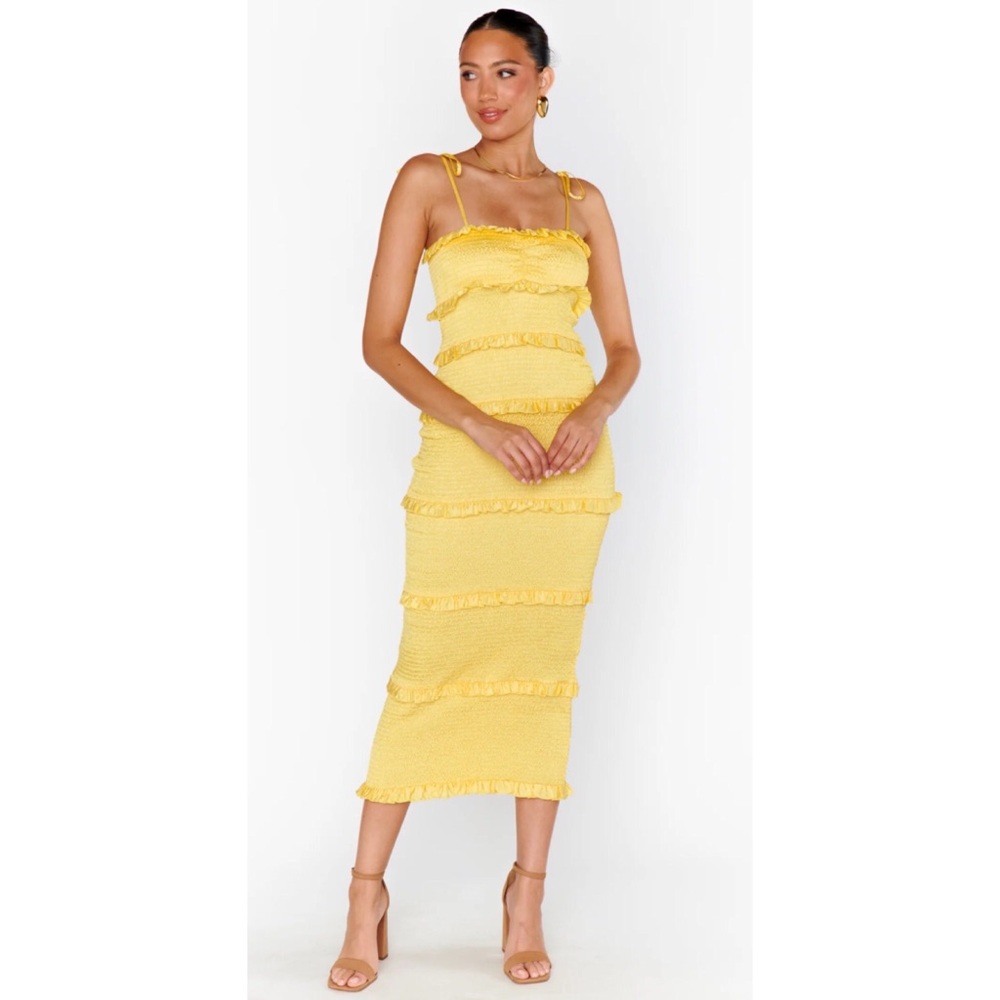 Show Me Your MuMu Stella Yellow Midi Dress NWT